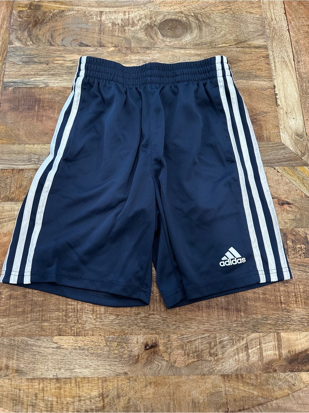 adidas Navy Drawstring Athletic Shorts with White Logo